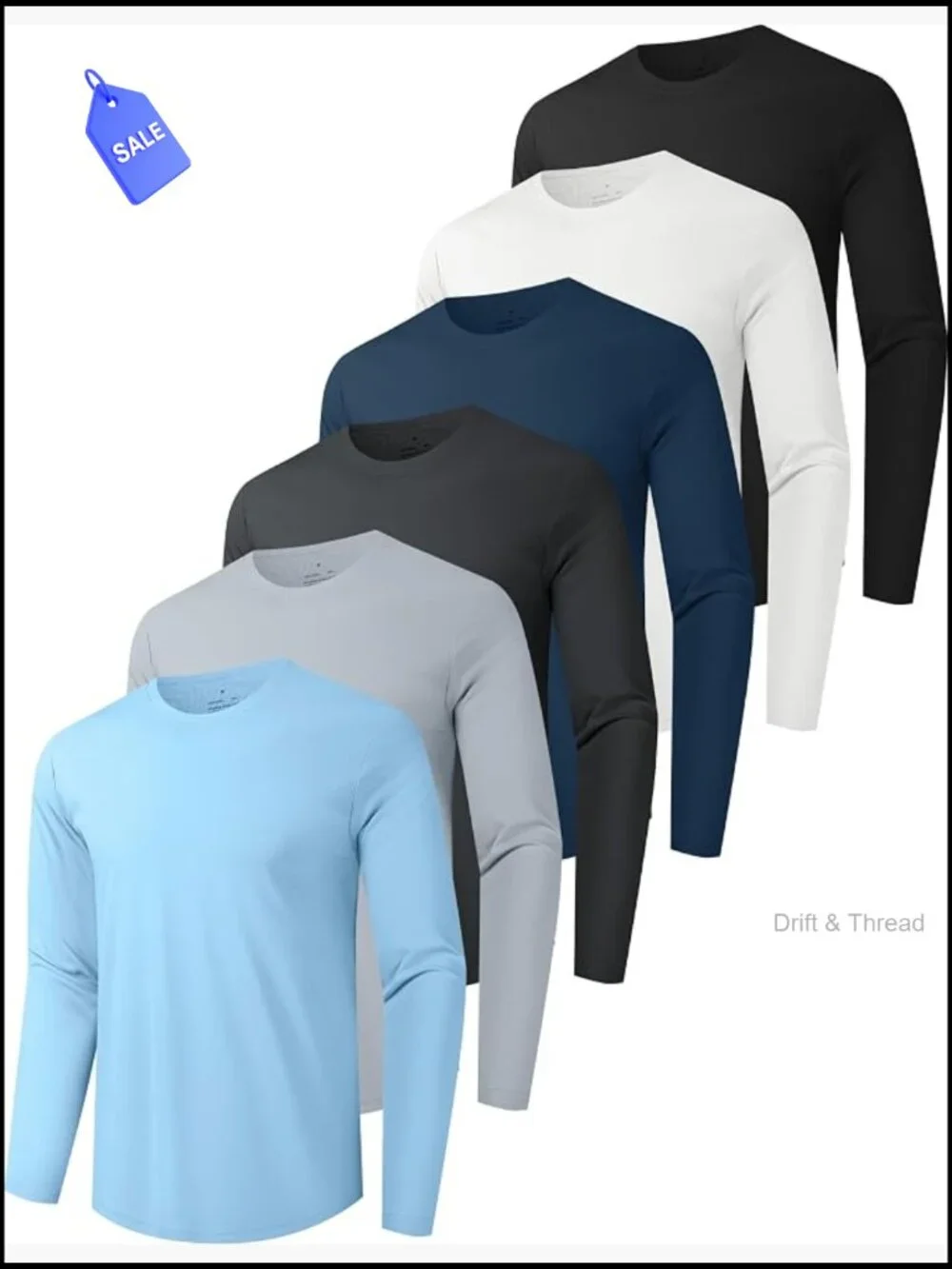 Men's Quick Dry Long Sleeve Shirts UPF 50+ Sun Protection Moisture Wicking SPF